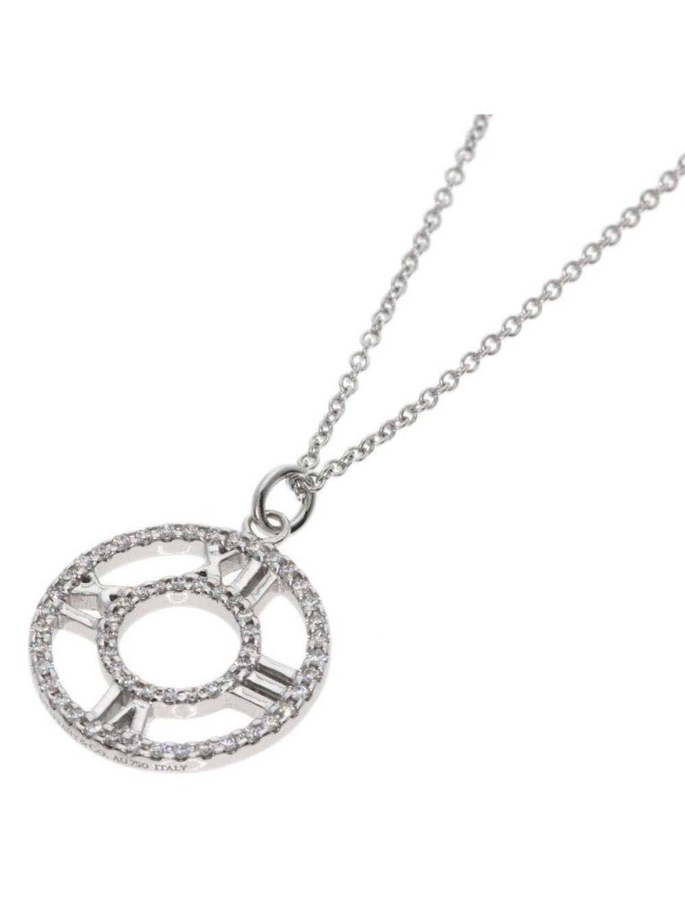 Tiffany & Co Open Atlas Medallion Diamond Necklace 18k White Gold